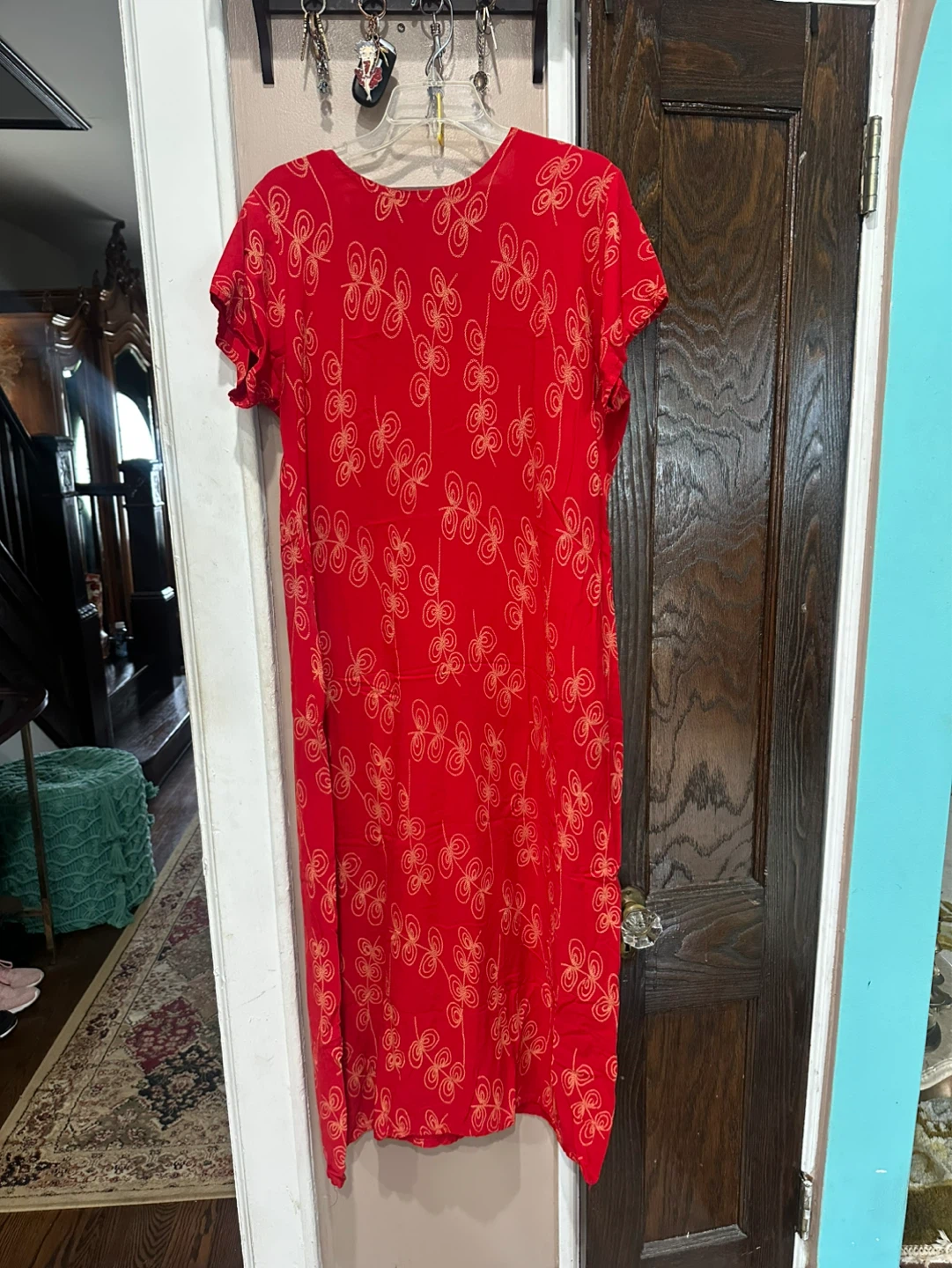 Red maxi dress with butterfly pattern - photo 3