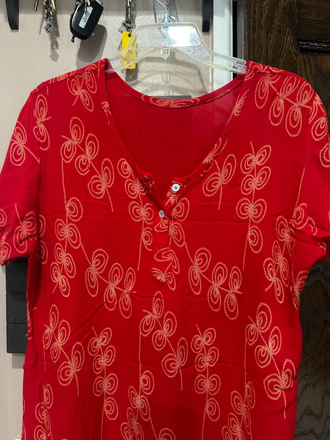 Red maxi dress with butterfly pattern - photo 2