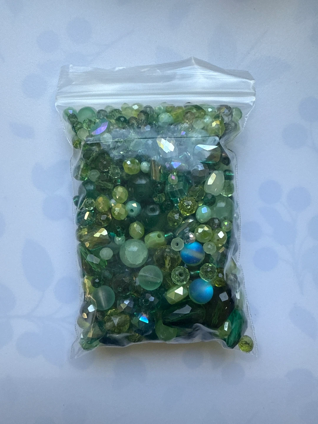 Assorted glass/Chinese crystal beads - GREEN - bundleable! - photo 2