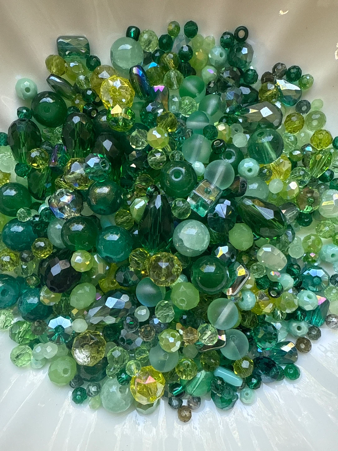 Assorted glass/Chinese crystal beads - GREEN - bundleable!