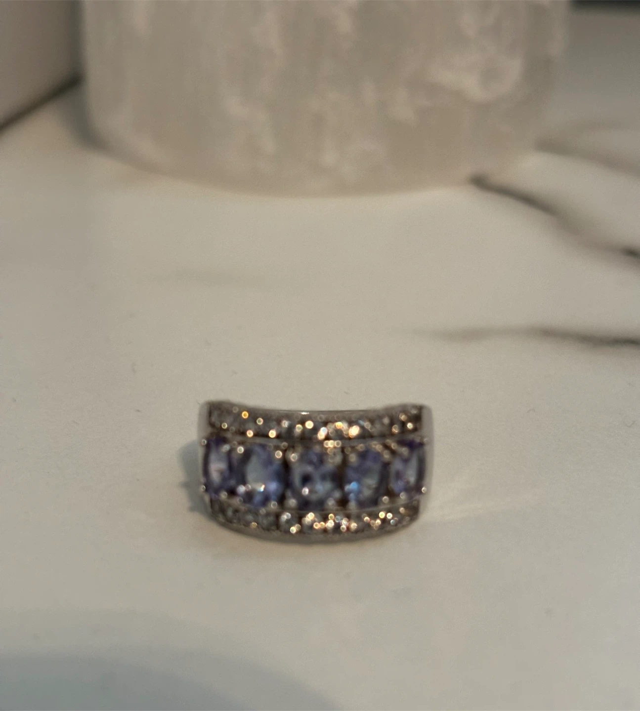 Sterling Silver Tanzanite & Diamond Ring - 1.42 CTW