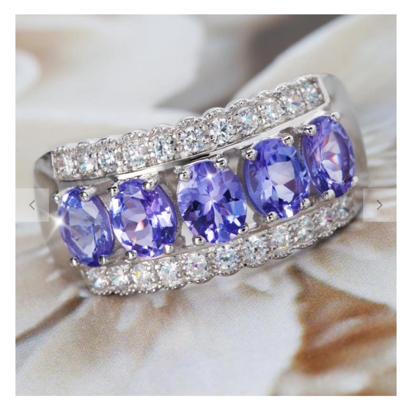 Sterling Silver Tanzanite & Diamond Ring - 1.42 CTW - photo 5