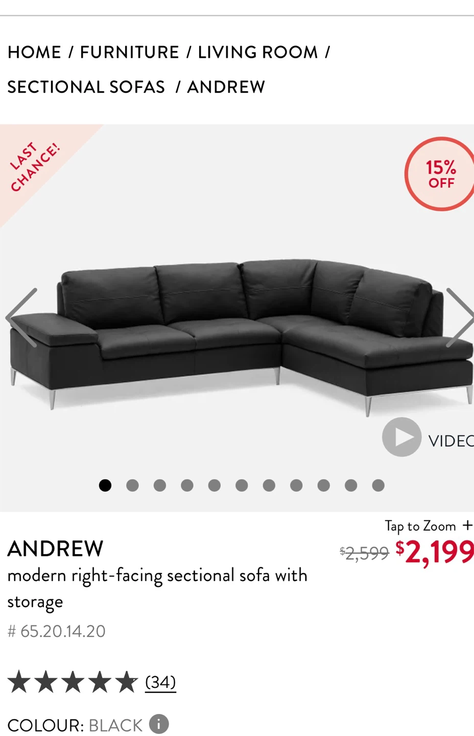 Andrew Modern Right-Facing Sectional Sofa with Storage - photo 4