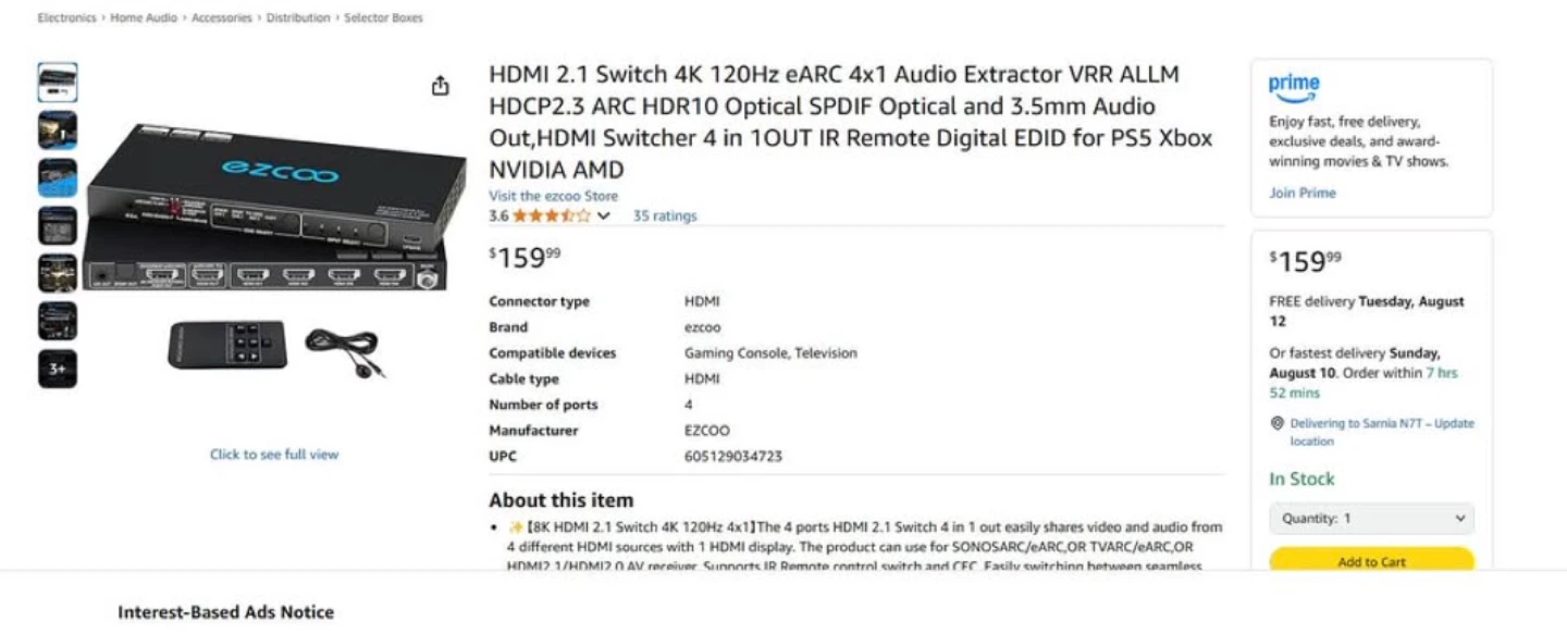 EZCOO 4K HDMI 2.1 Switcher 4x1 - photo 5