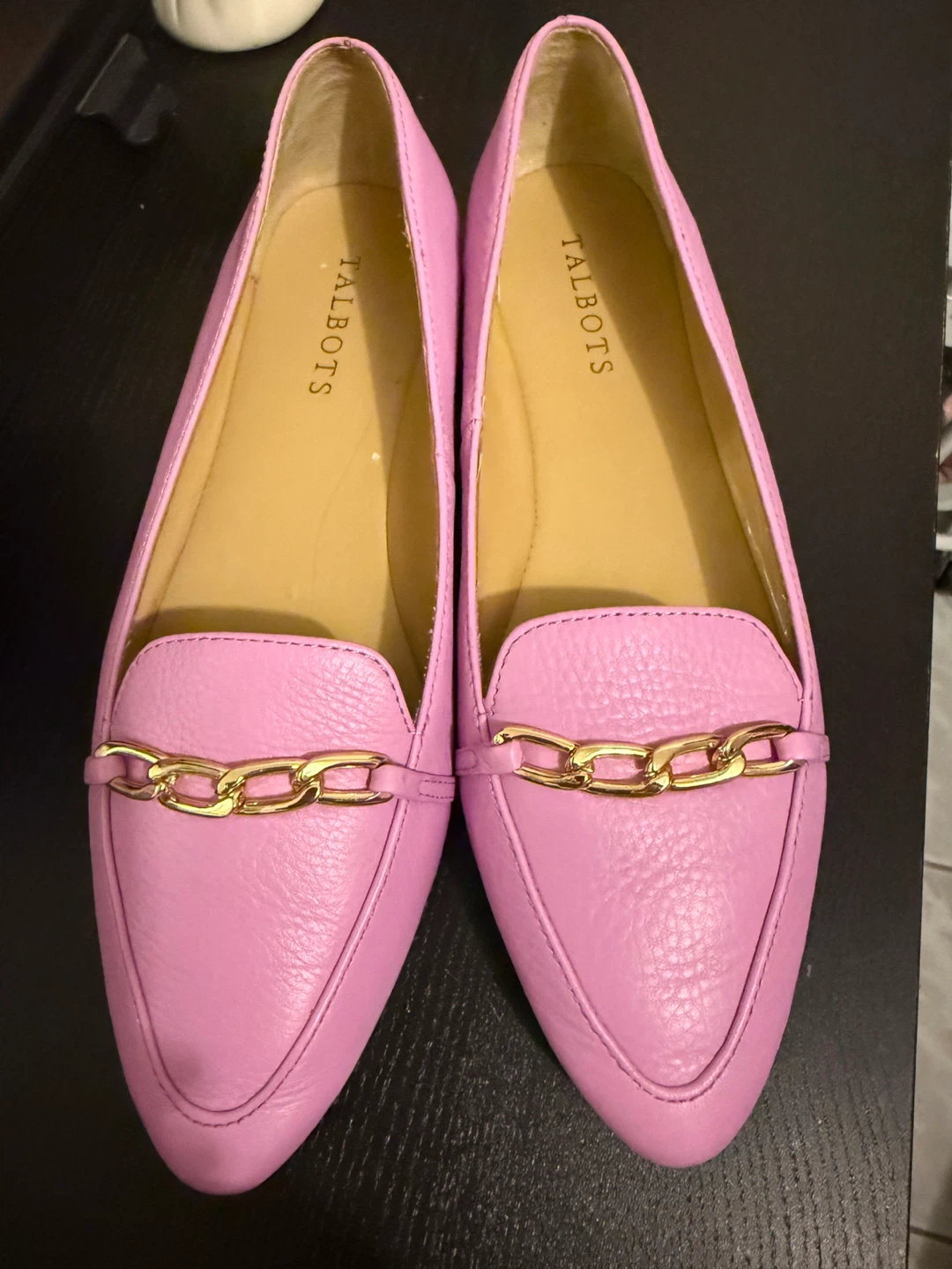 Talbots Pink Leather Chain Loafer Flats