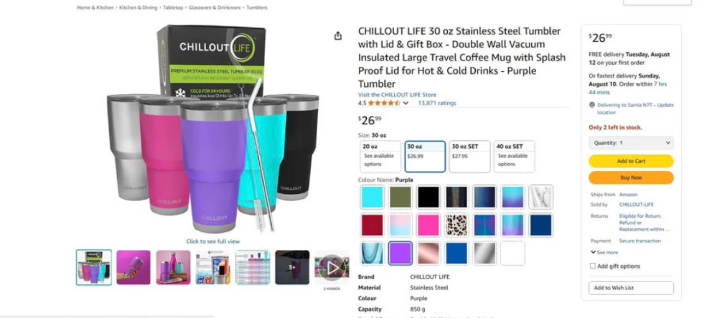 Chillout Life 30 oz Stainless Steel Tumbler - Purple - photo 4