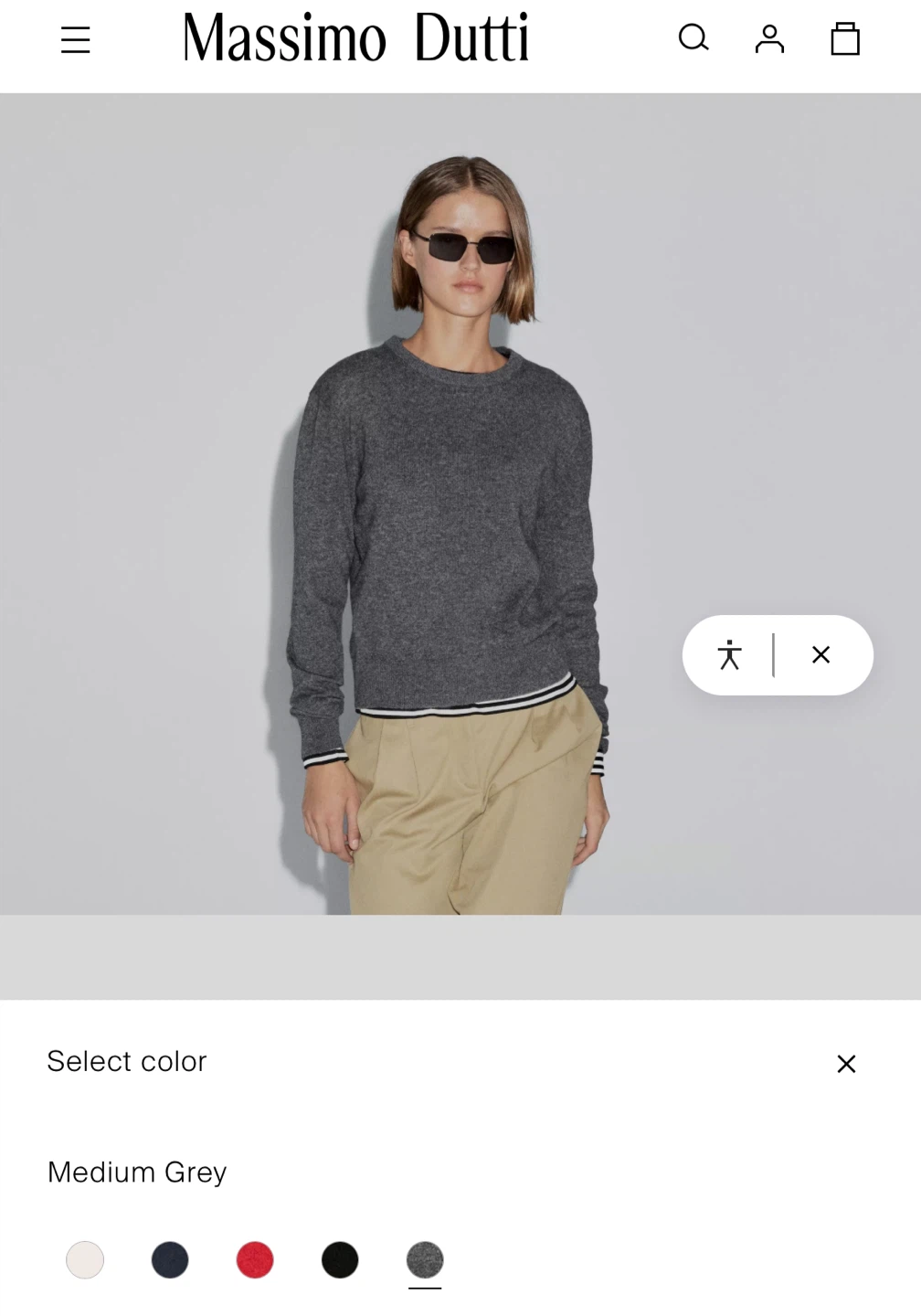 Massimo Dutti Grey Wool & Cashmere Blend Sweater - Medium