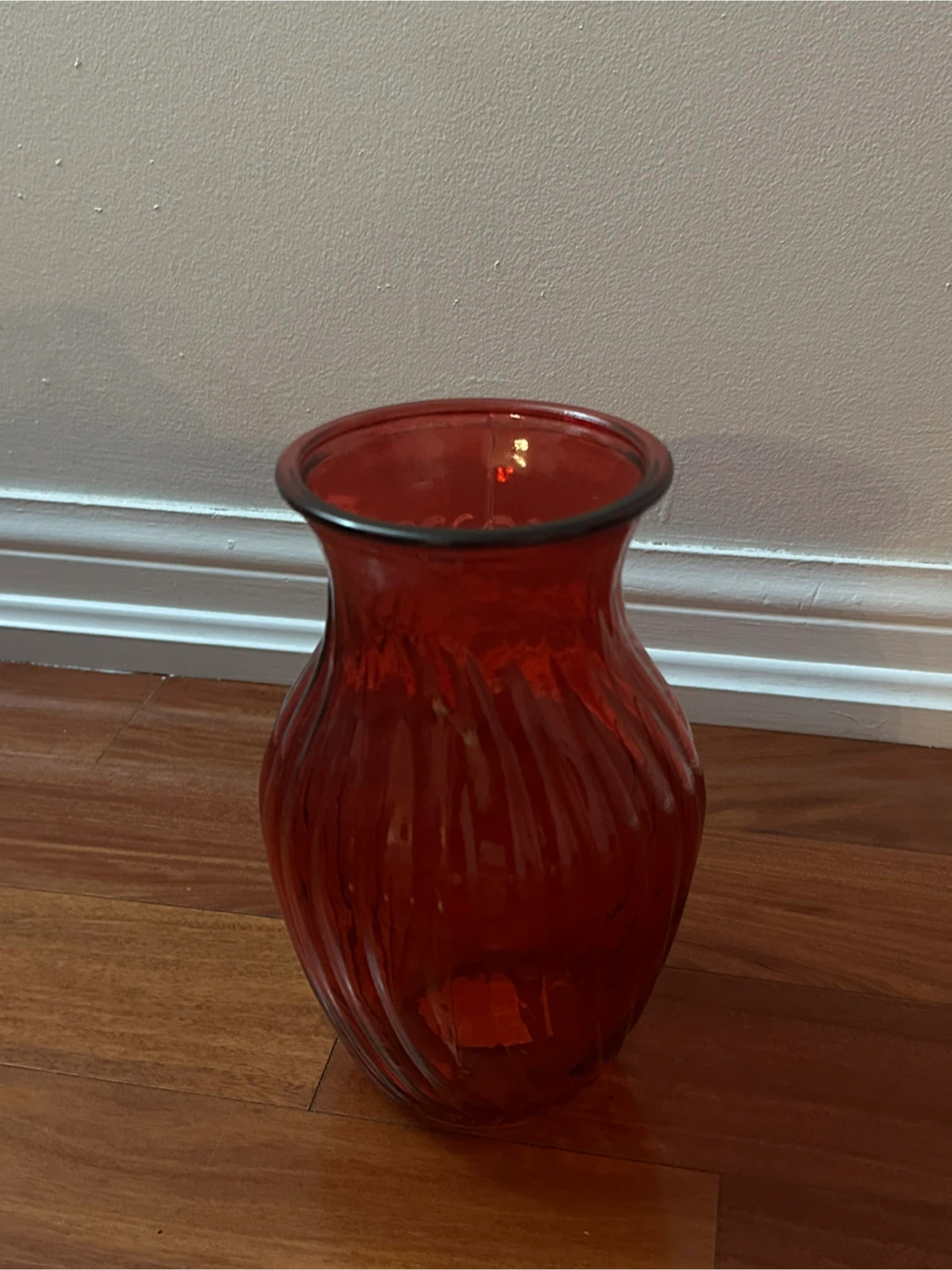 Red Swirl Glass Vase