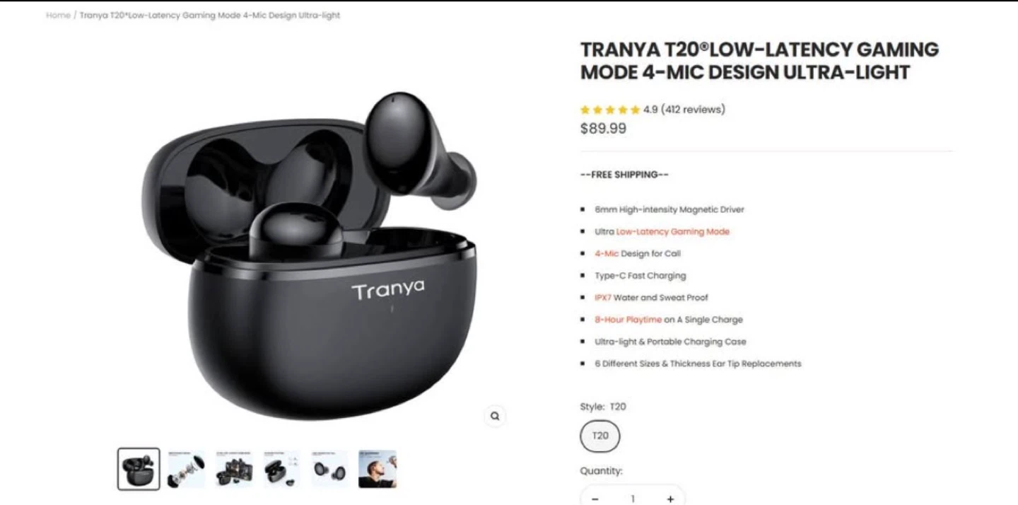 Tranya T20 True Wireless Earbuds - photo 4