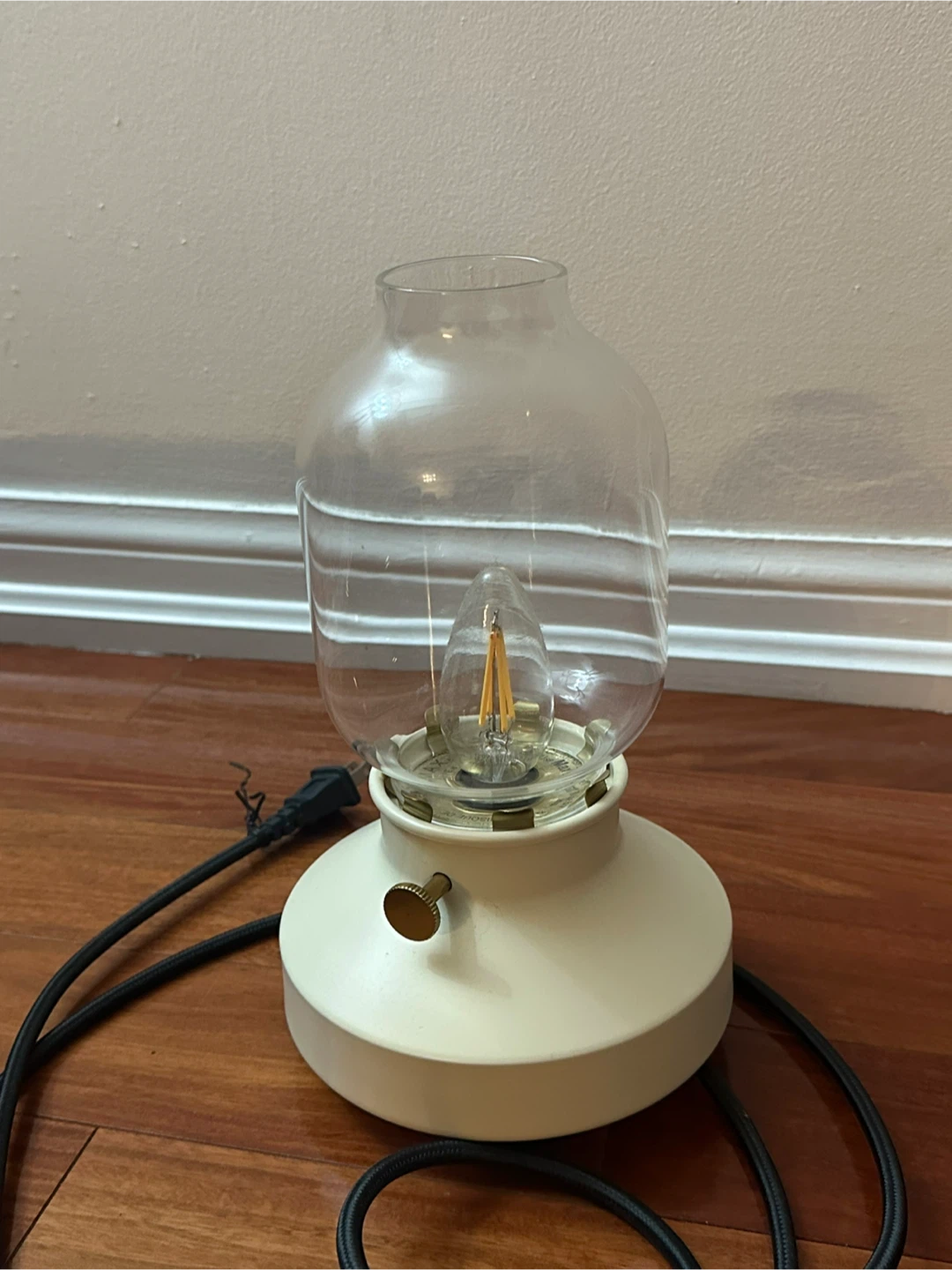Cream Vintage Style Lantern IKEA Lamp with Glass Shade - photo 2