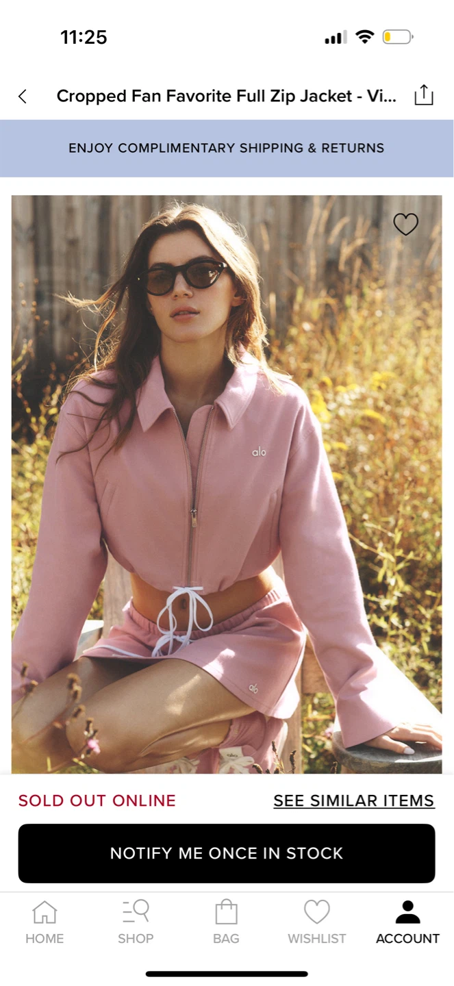 Alo Pink Jacket (s size)