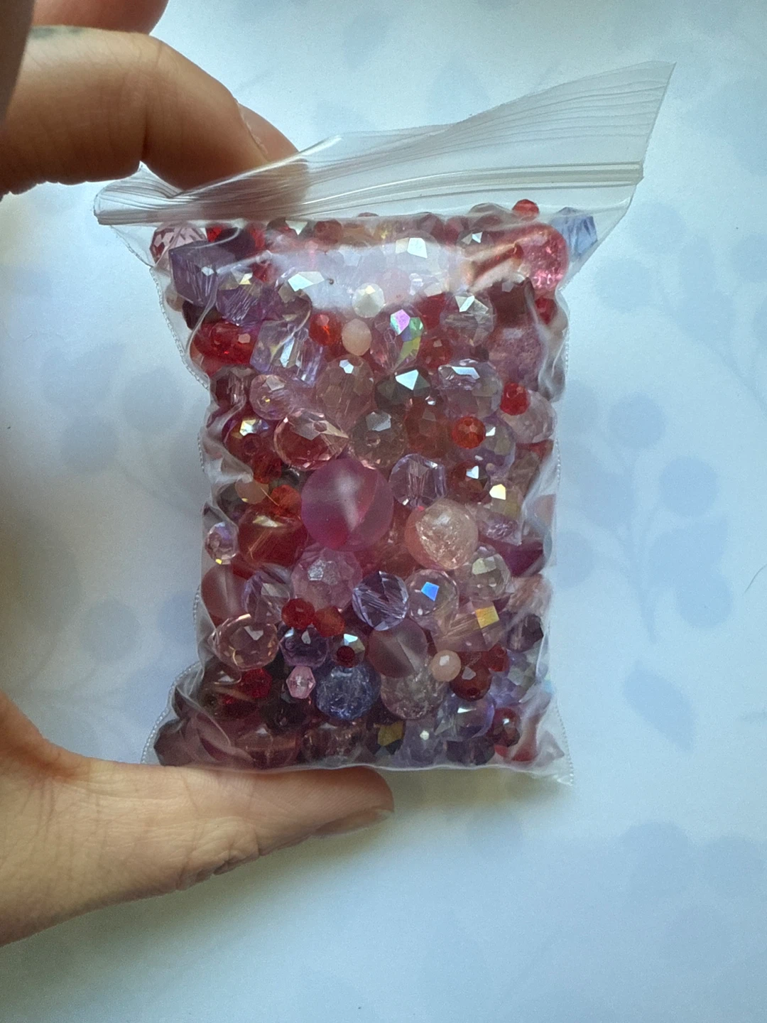 Assorted glass/Chinese crystal beads - red, pink, purple - photo 3