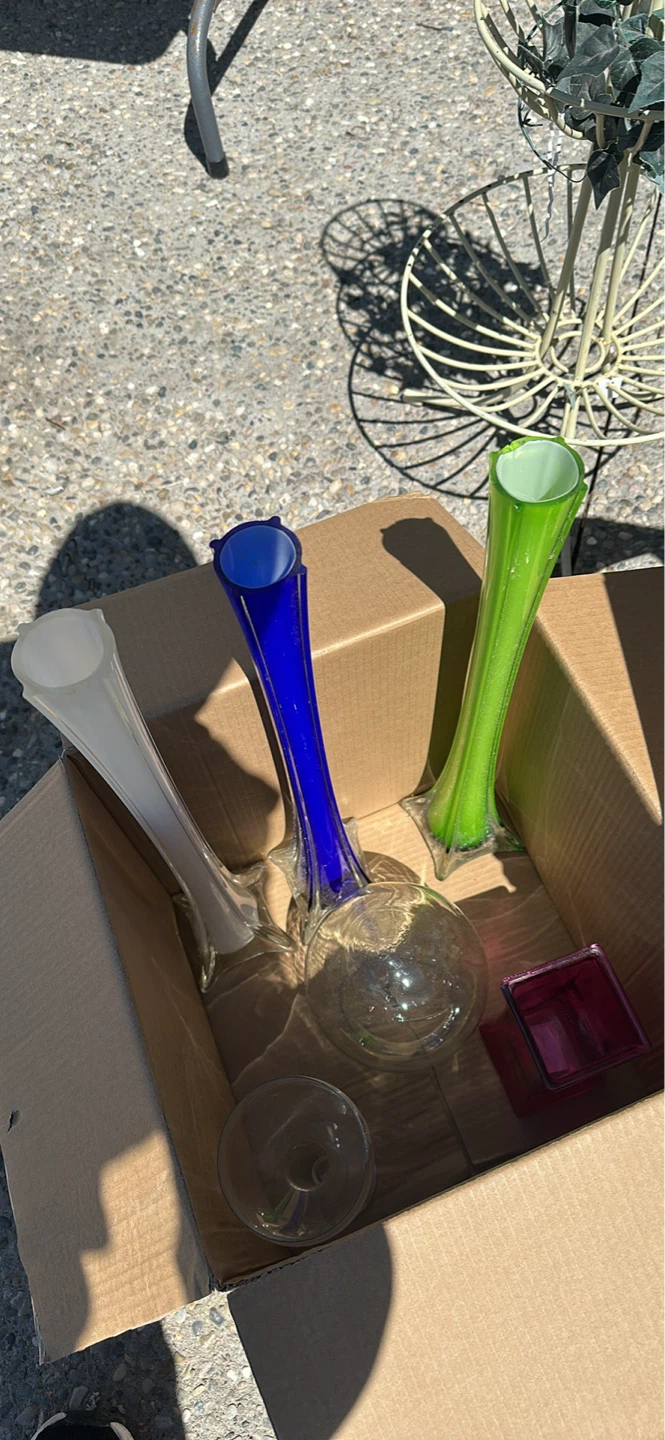 Vases - Green, White, and Blue Glass
