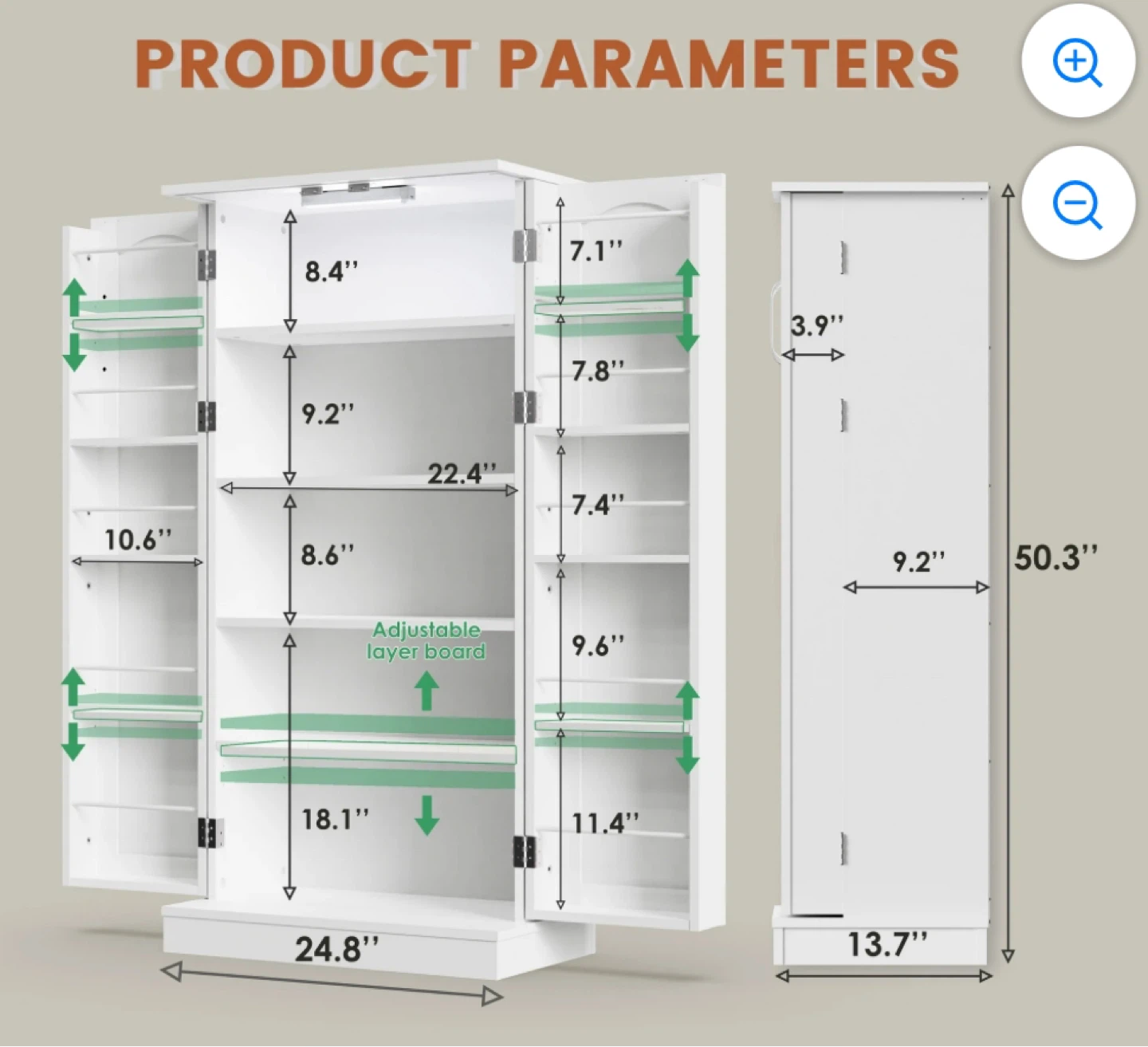 White Tall Storage Cabinet with Side Doors - photo 4