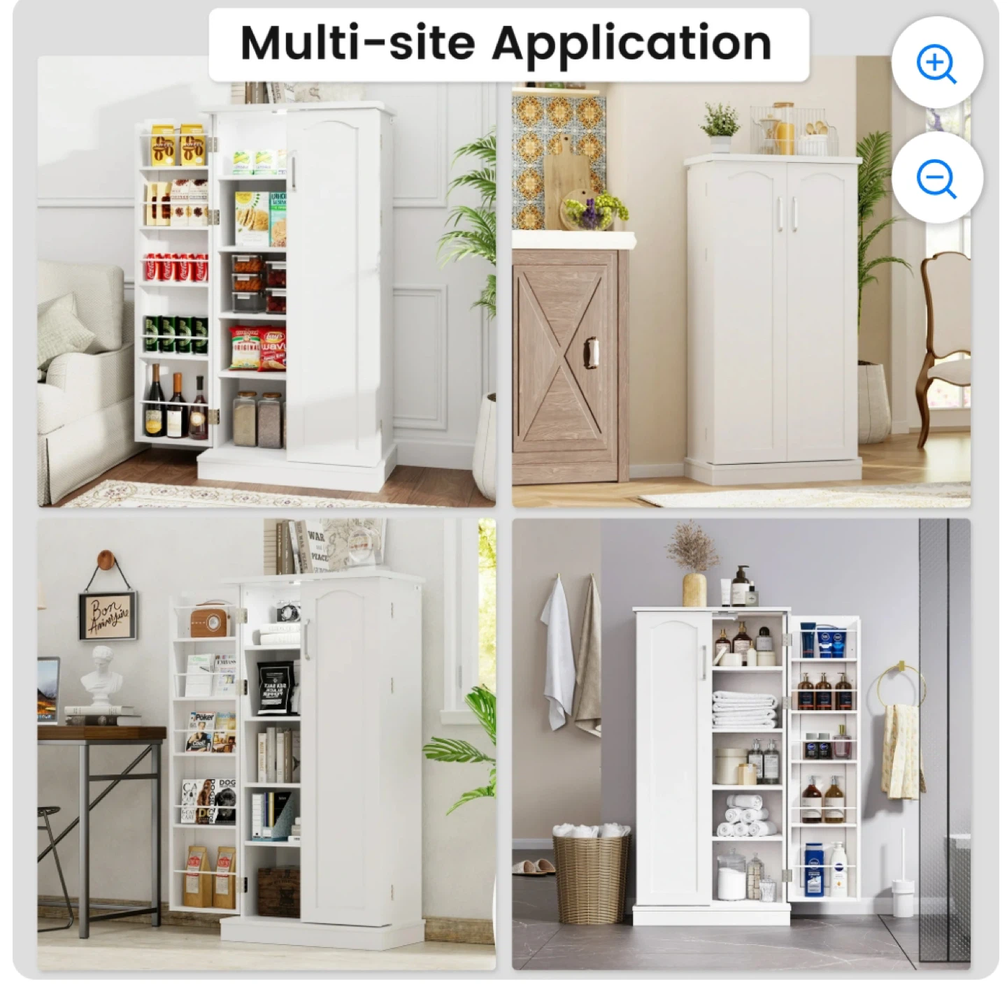 White Tall Storage Cabinet with Side Doors - photo 3