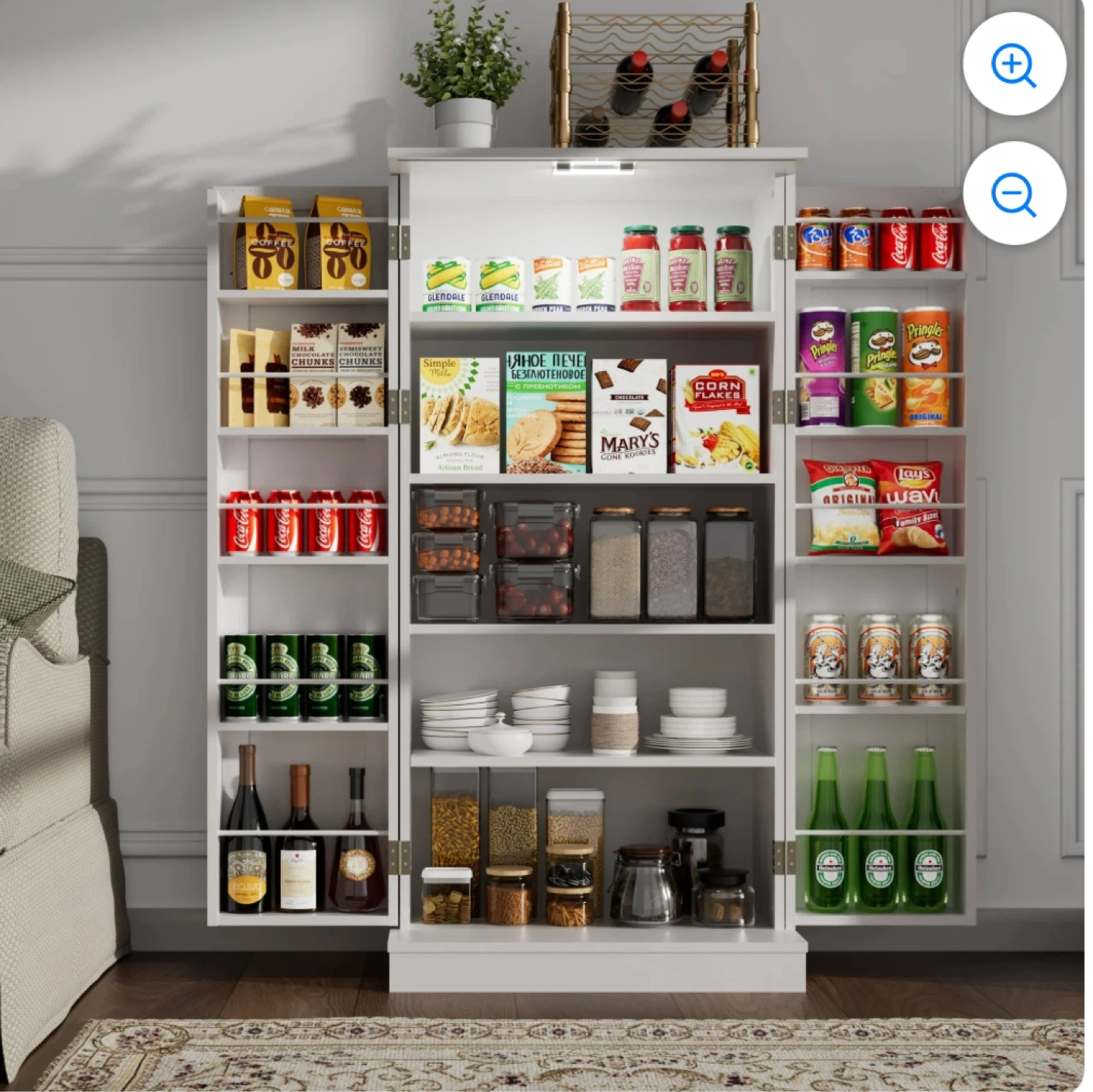 White Tall Storage Cabinet with Side Doors - photo 2