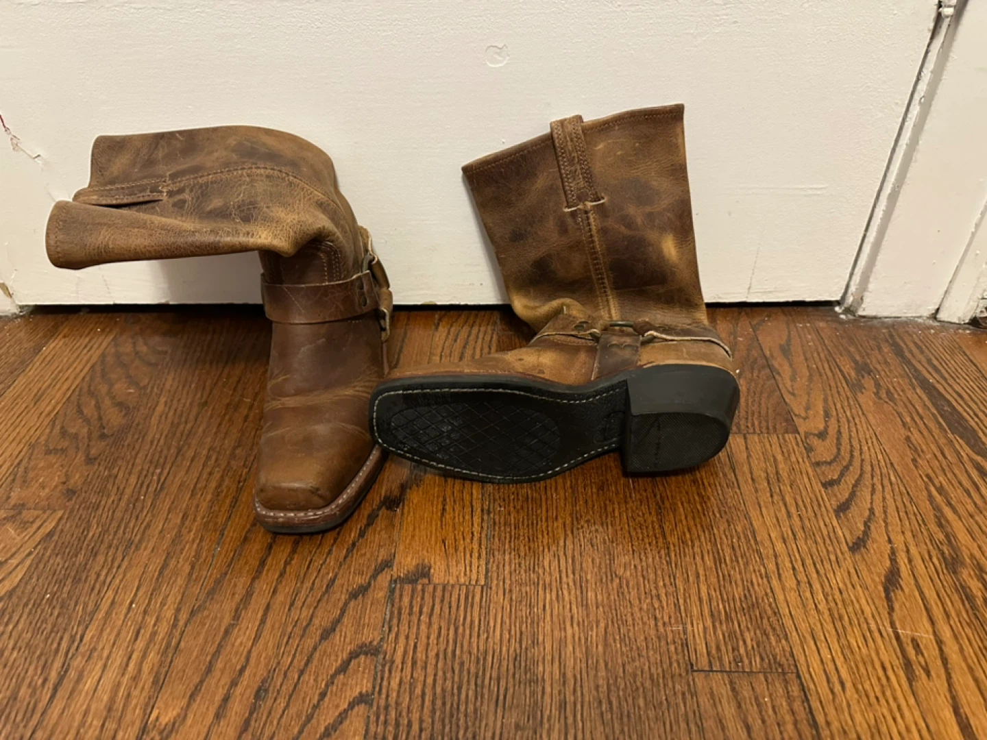 Brown Leather Buckle Boots