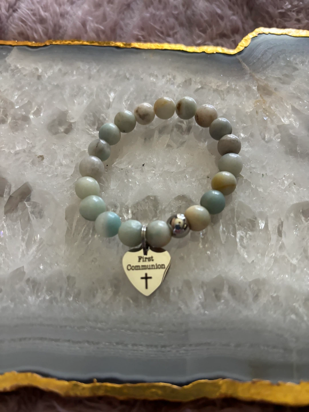 First Communion Amazonite Bracelet - photo 2