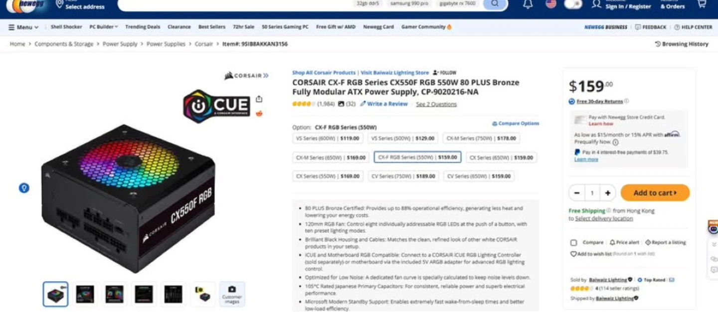 Corsair CX650F RGB Series 650W ATX Power Supply - photo 4