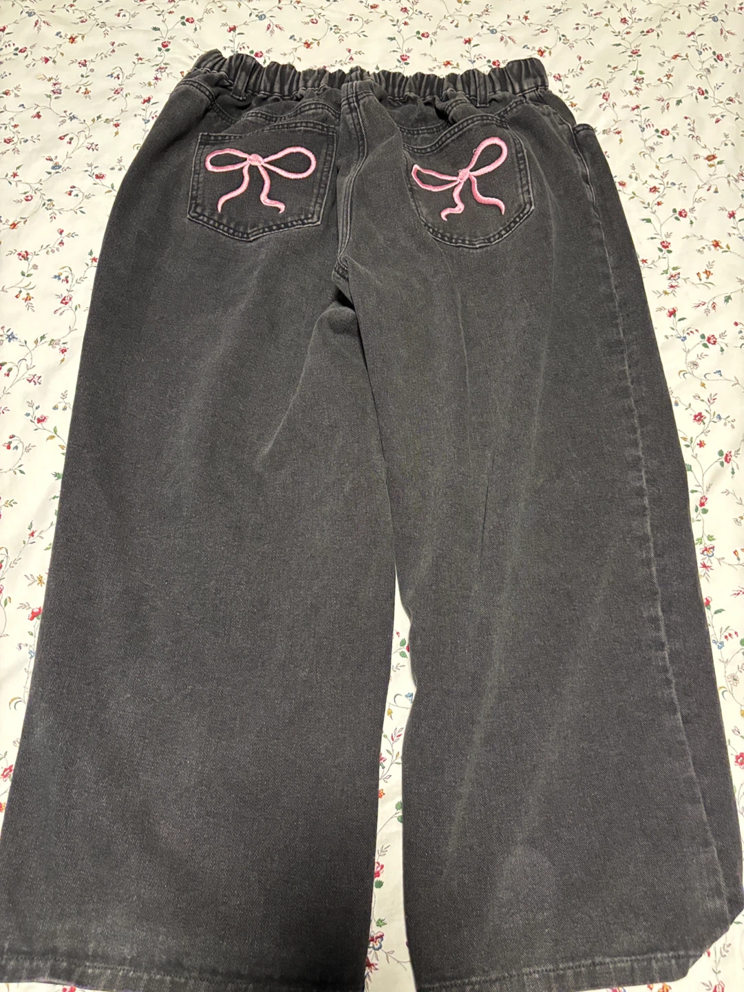Women's Charcoal Denim Jeans with Pink Bows - photo 4