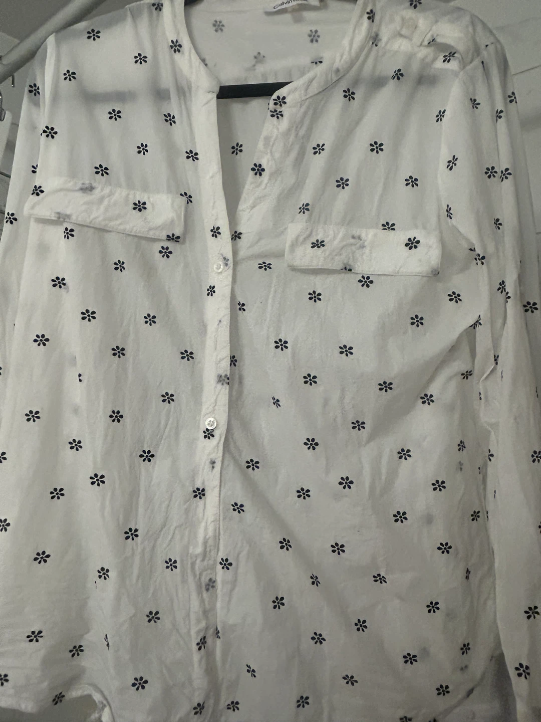 Calvin Klein Women's White Floral Print Button-Up Shirt - photo 3