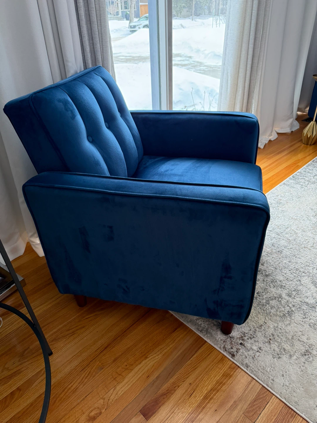 Pair of Blue Velvet Armchairs - photo 2