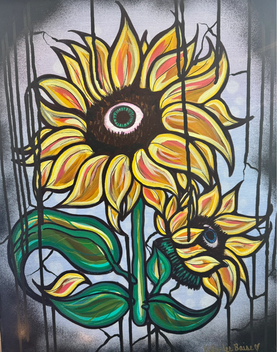 Original Art Painting - Unique Eye Flower Design