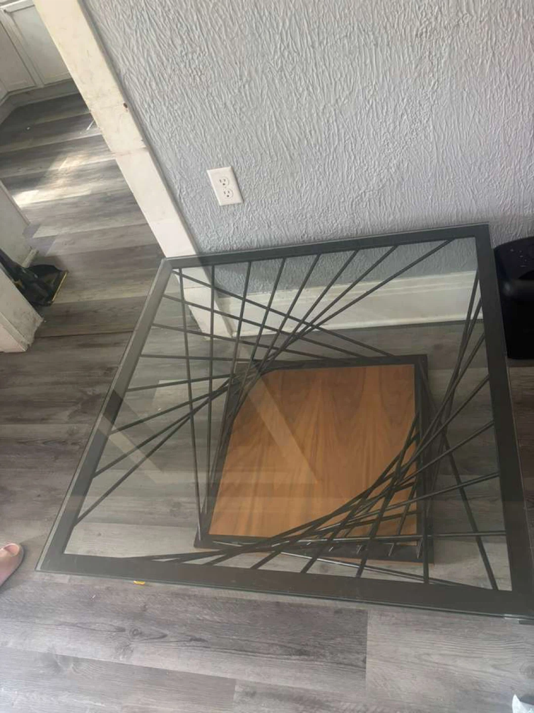 Glass Coffee Table with Metal Base - photo 2