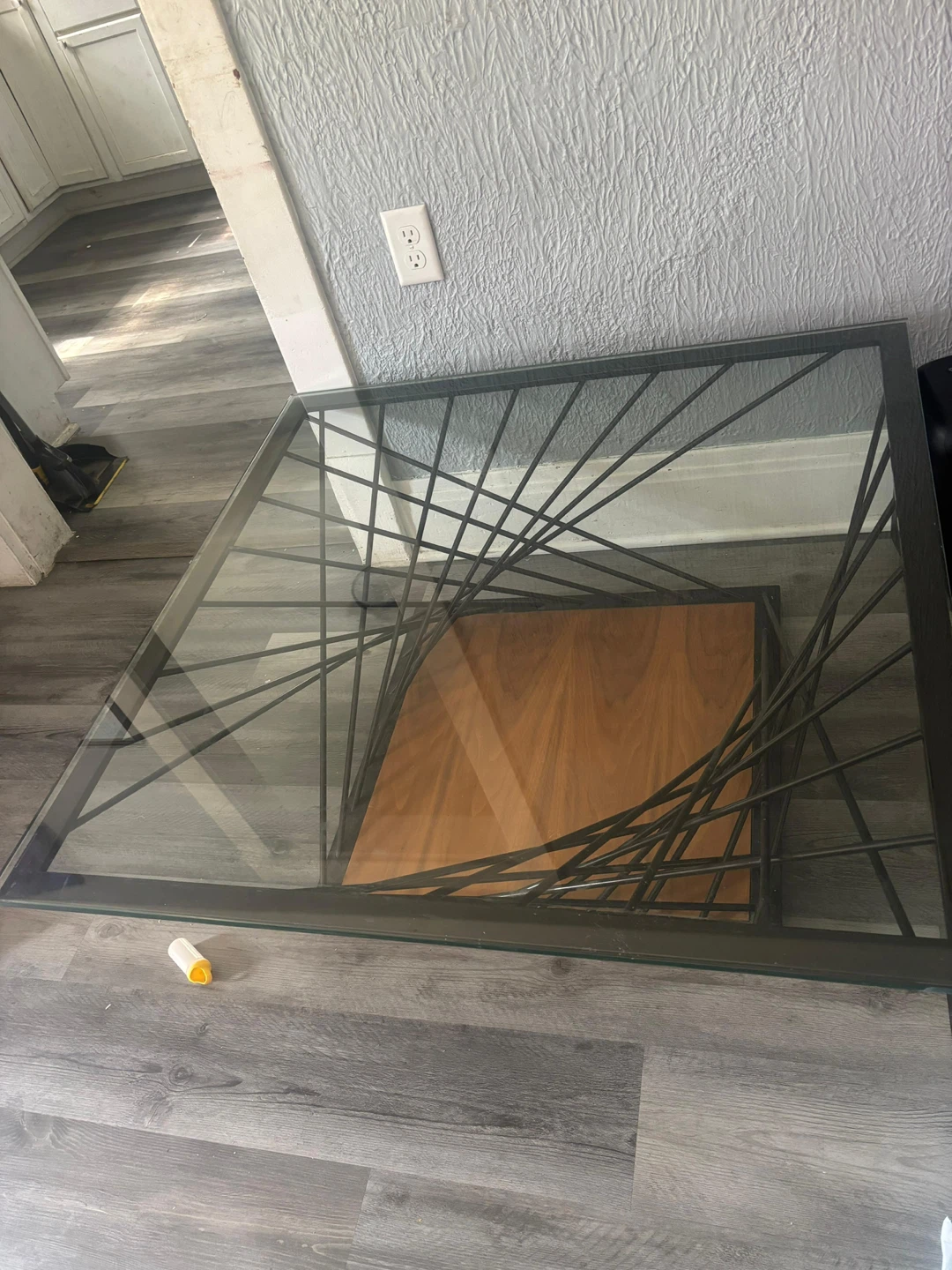 Glass Coffee Table with Metal Base