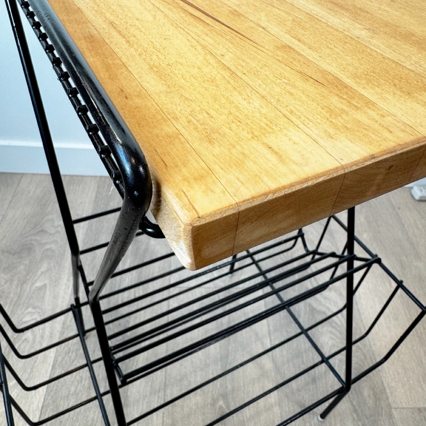 Vintage MCM record rack with custom wooden top / side table - photo 5