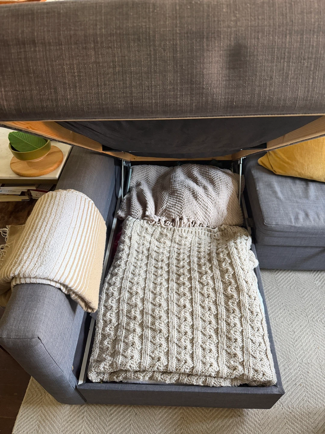Grey Sectional Sofa with Storage and Sleeper - photo 2
