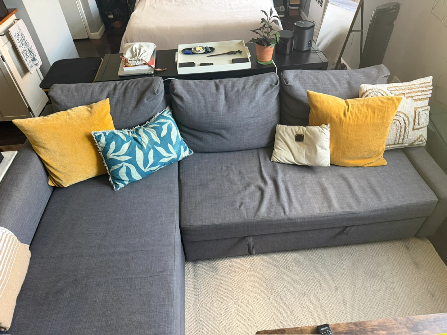 Grey Sectional Sofa with Storage and Sleeper - photo 3