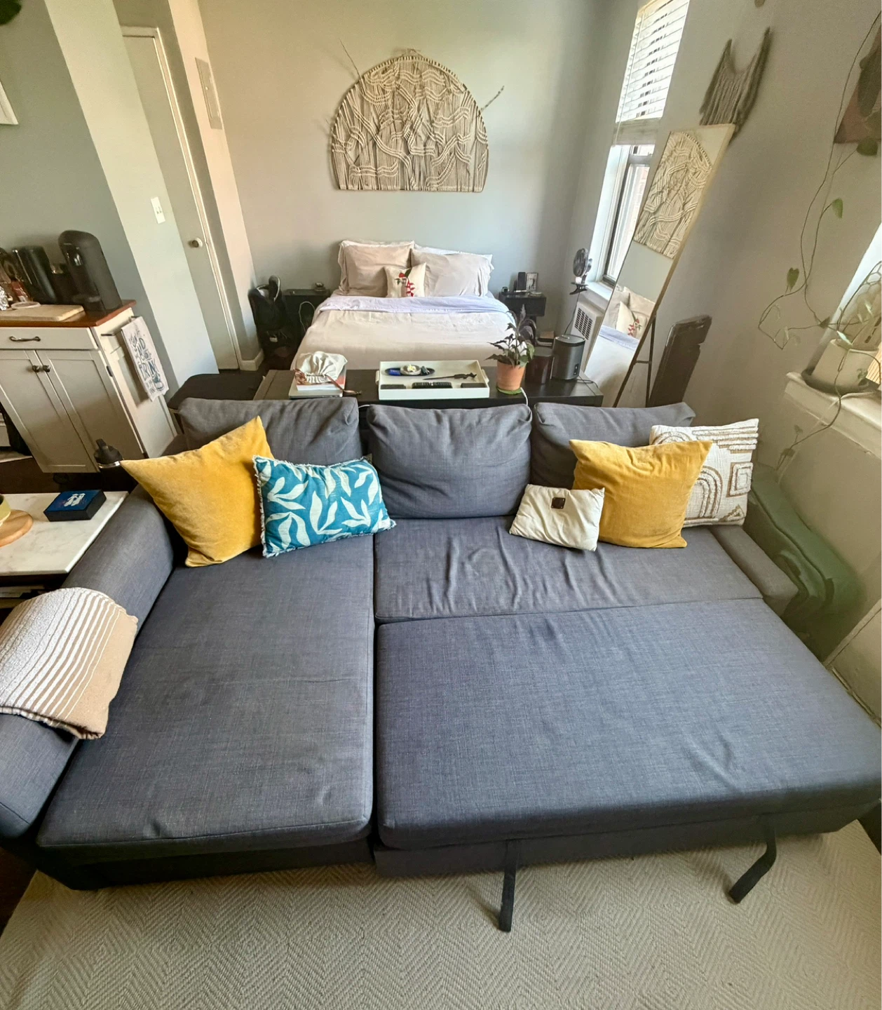 Grey Sectional Sofa with Storage and Sleeper