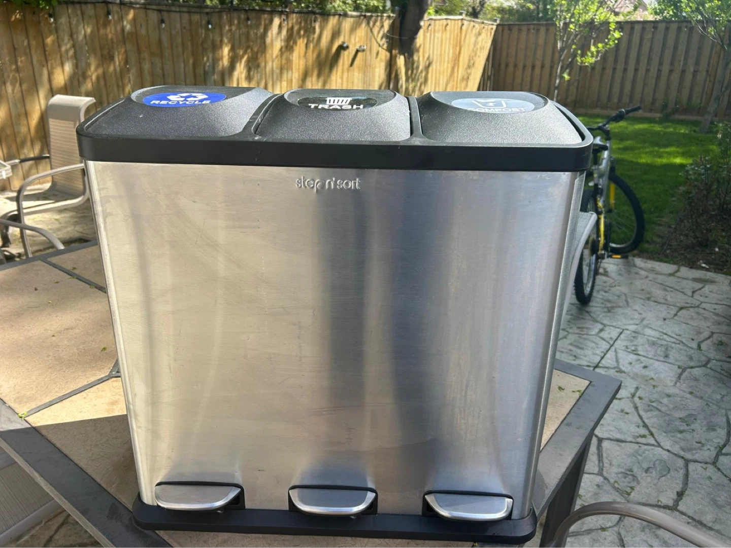 Simplehuman 3-Bin Recycling Trash Can - photo 2