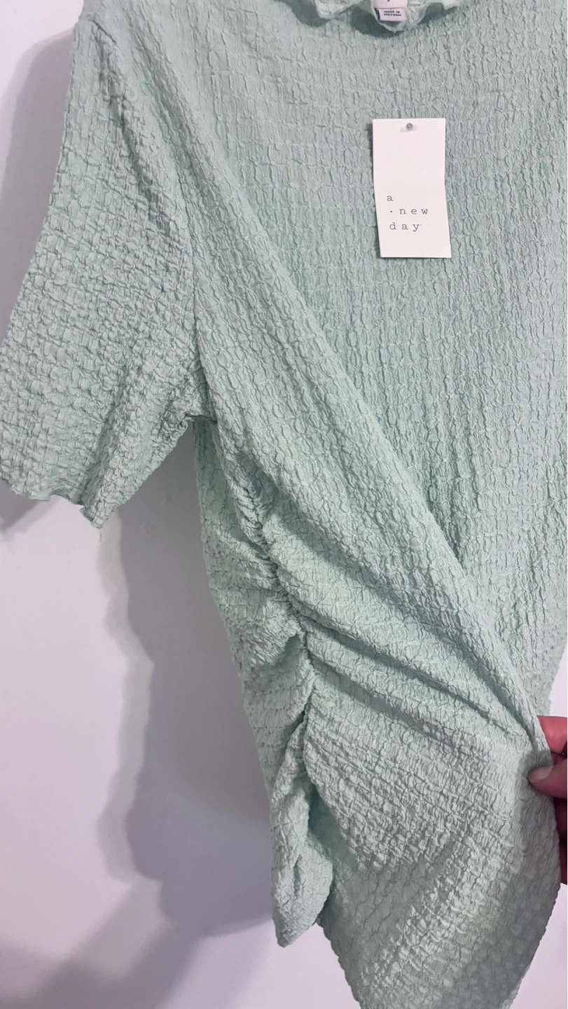 A New Day Mint Green Textured Mock Neck Top - Size L - photo 2
