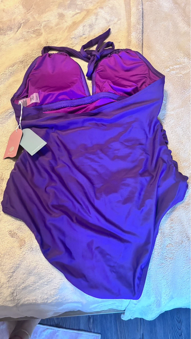 Trina Turk Purple Halter One-Piece Swimsuit - photo 2
