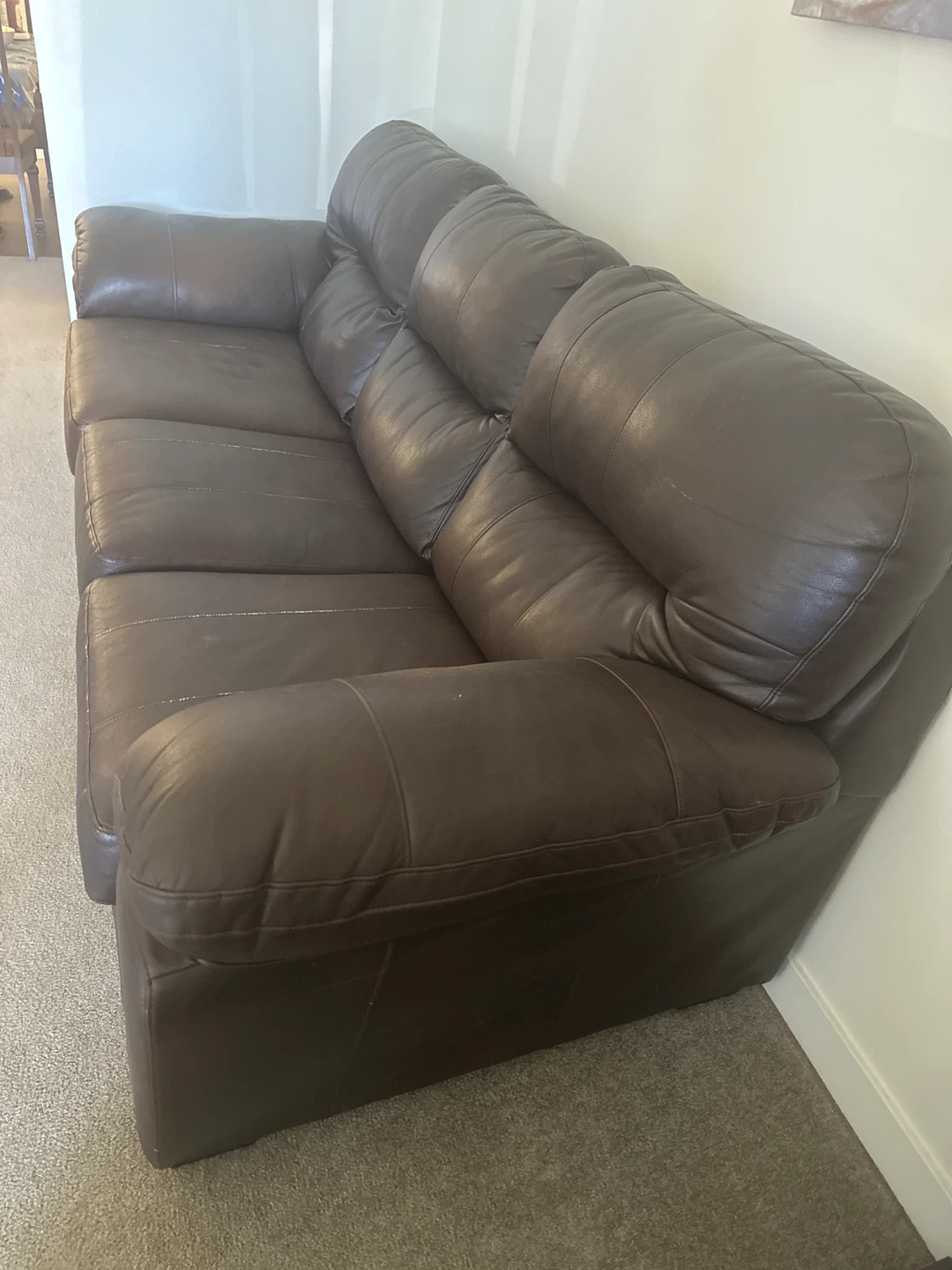 Brown Leather Sofa - photo 2