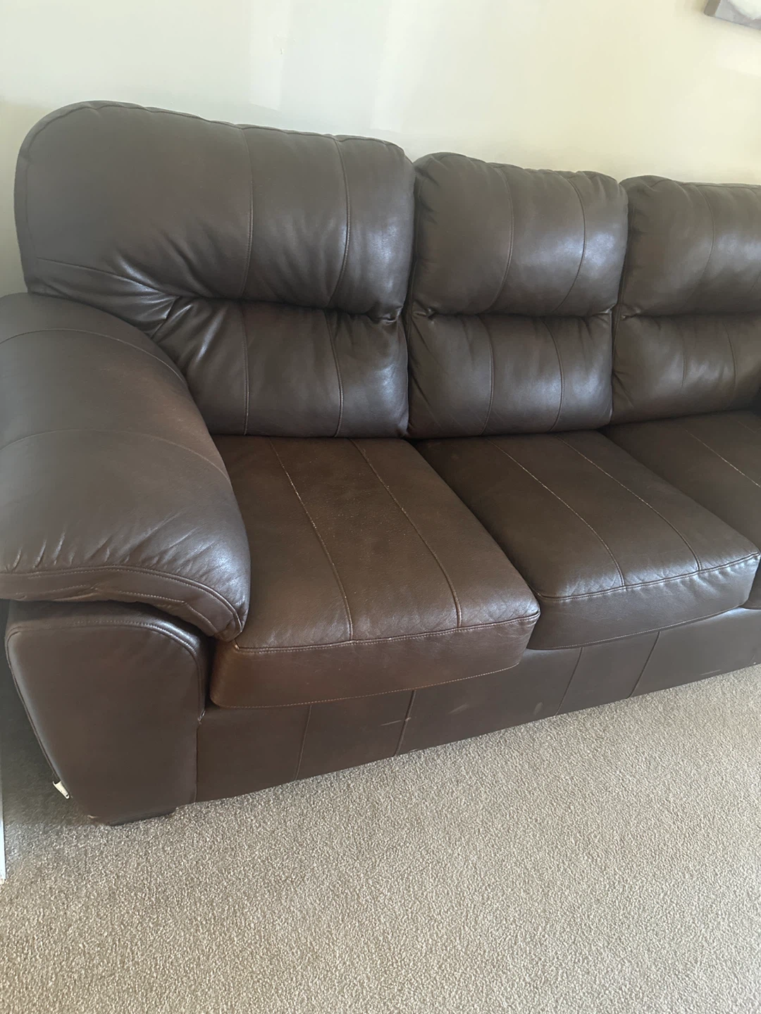 Brown Leather Sofa - photo 3