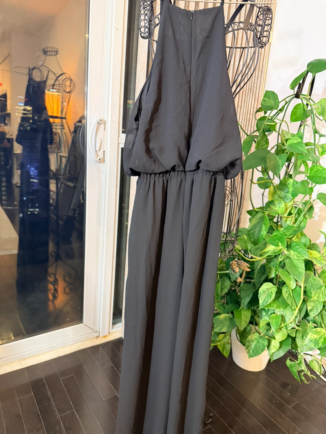 Black halter neck padded jumpsuit - photo 3