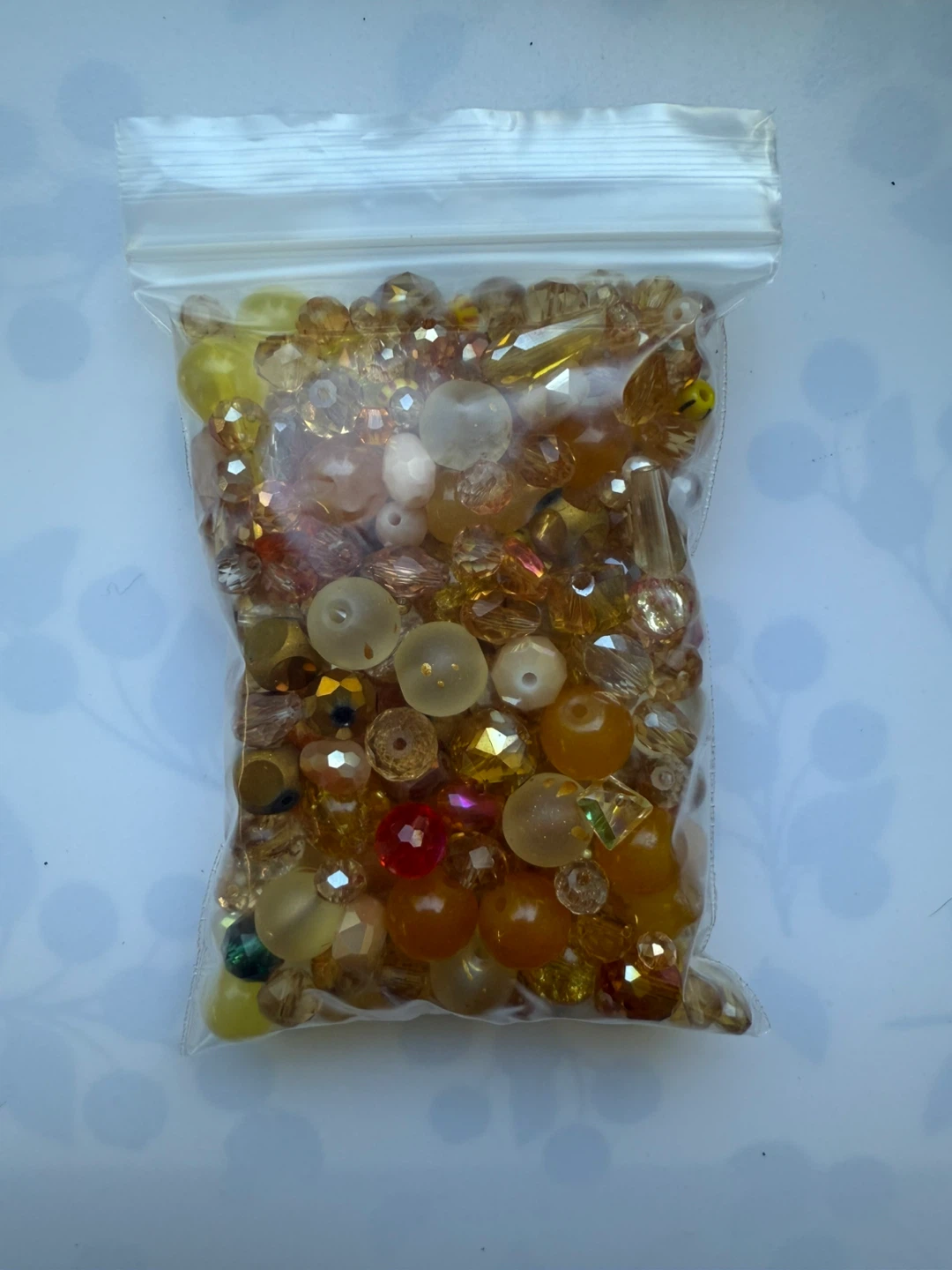 Assorted glass/Chinese crystal beads - yellow, gold, orange - photo 3