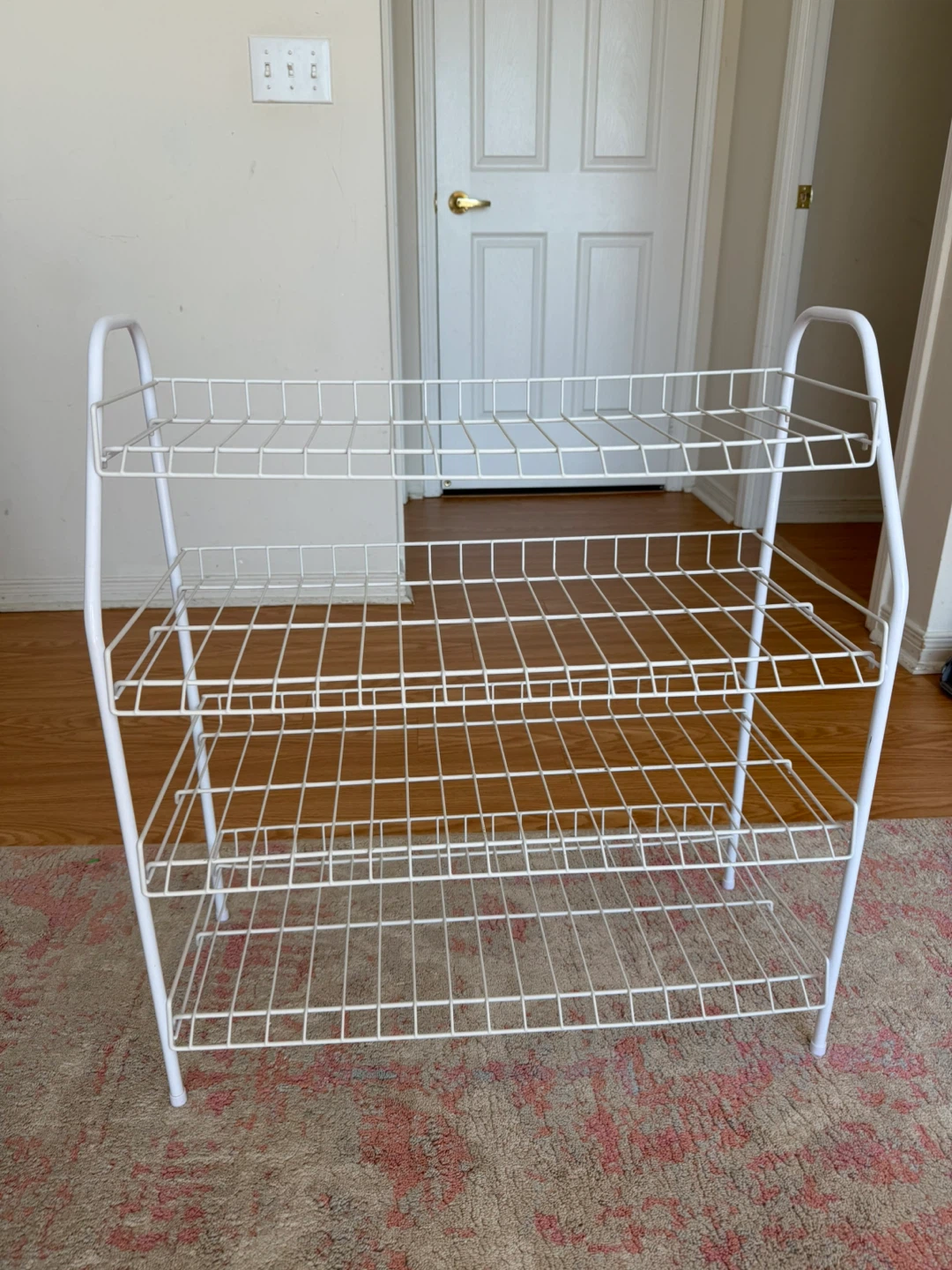 White 4-Tier Wire Shoe Rack