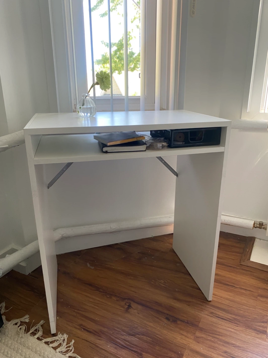 White IKEA Desk with Shelf