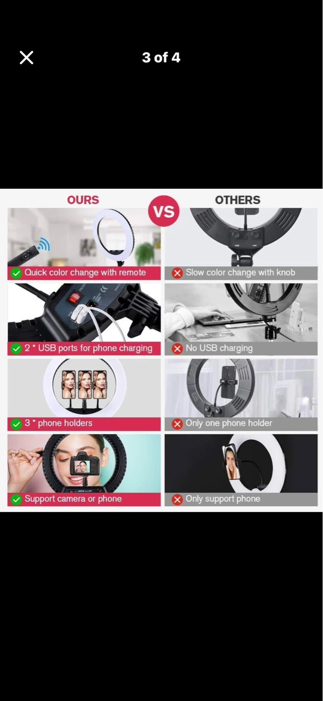 LED Ring Light with Remote and 3 Phone Holders - photo 5