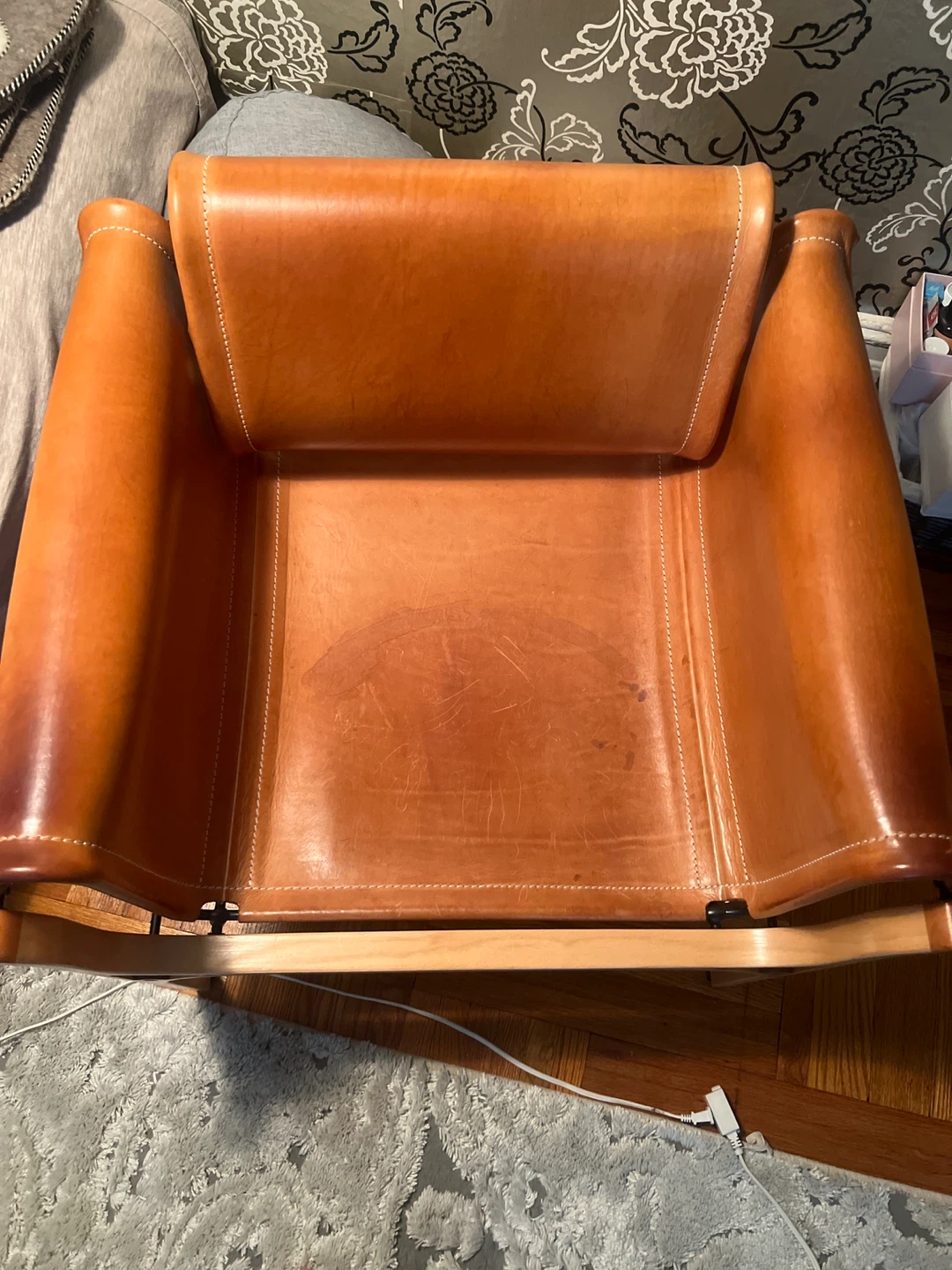 Cognac Leather Lounge Chair - photo 3