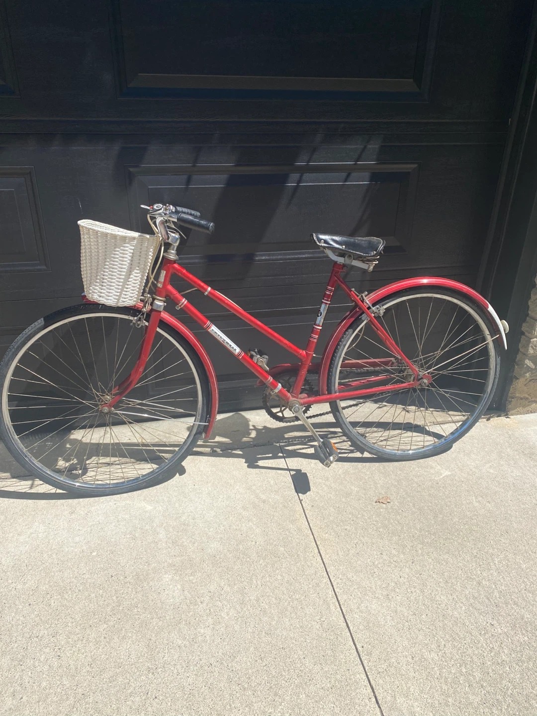 Red Cruiser Bicycle with Basket