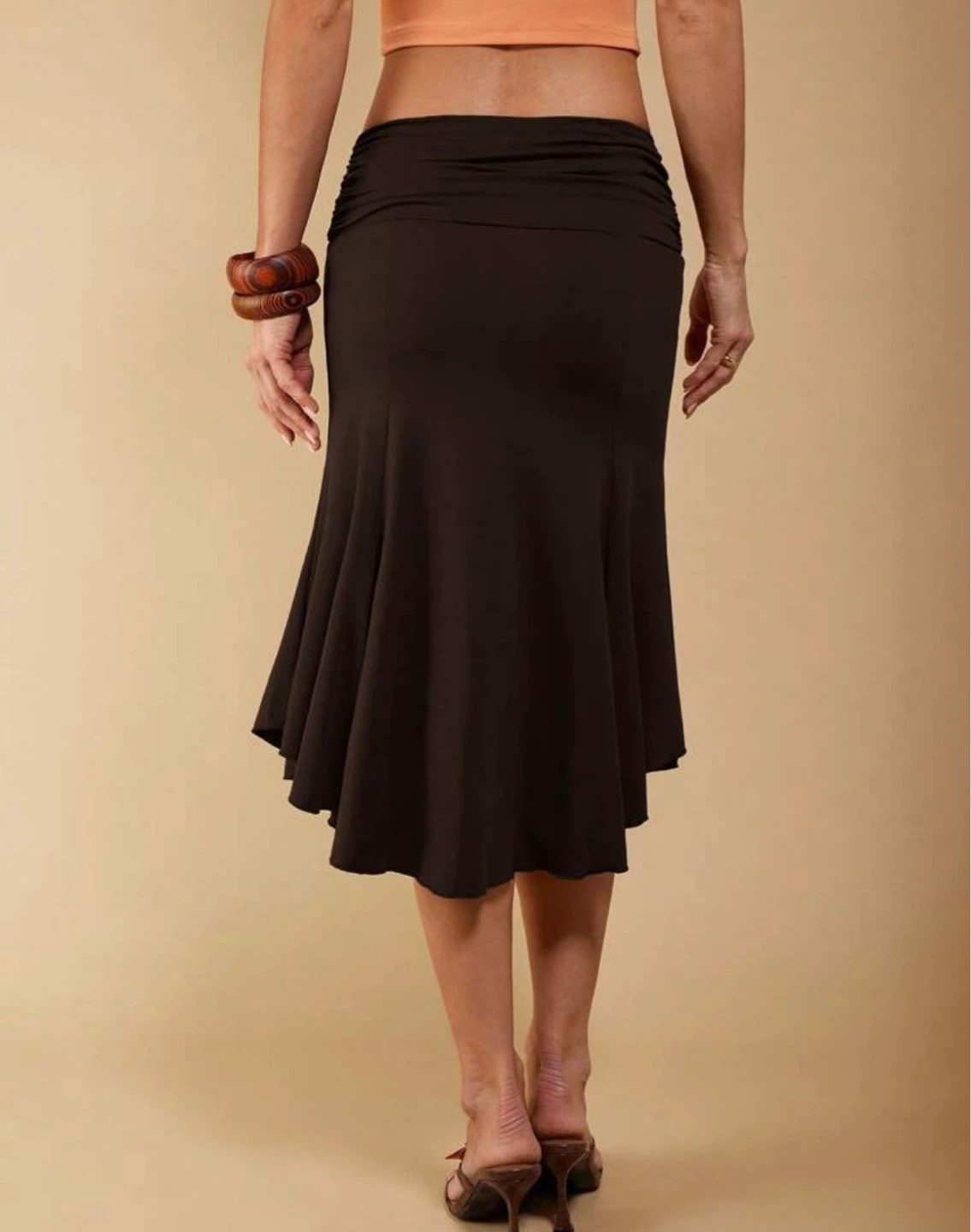Brown Ruffled Hem Midi Skirt - photo 2