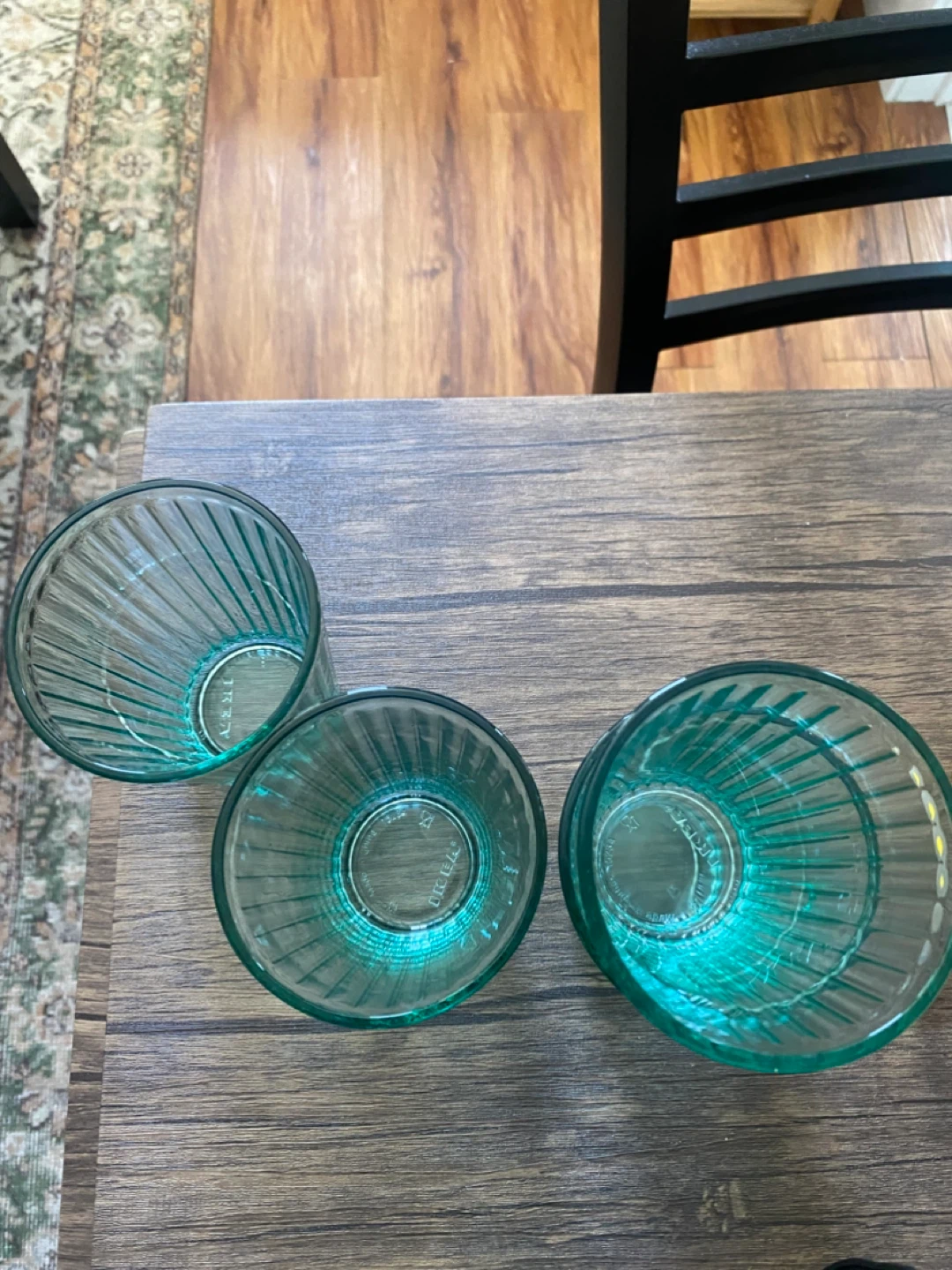 Set of 4 IKEA Teal Ribbed Tumbler Glasses - photo 2