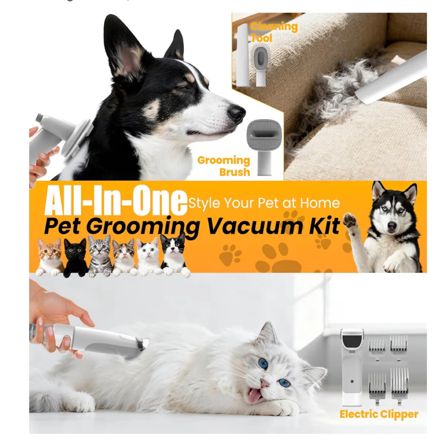 FIXR Pet Grooming Vacuum Kit with Clippers & Accessories PG1 - photo 3