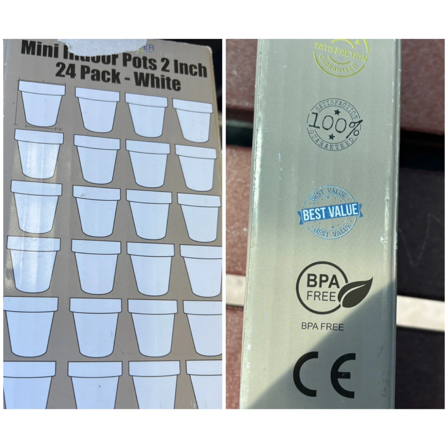 (Youngever) Mini Indoor Pots - *2 Inch/24 Pack/White*