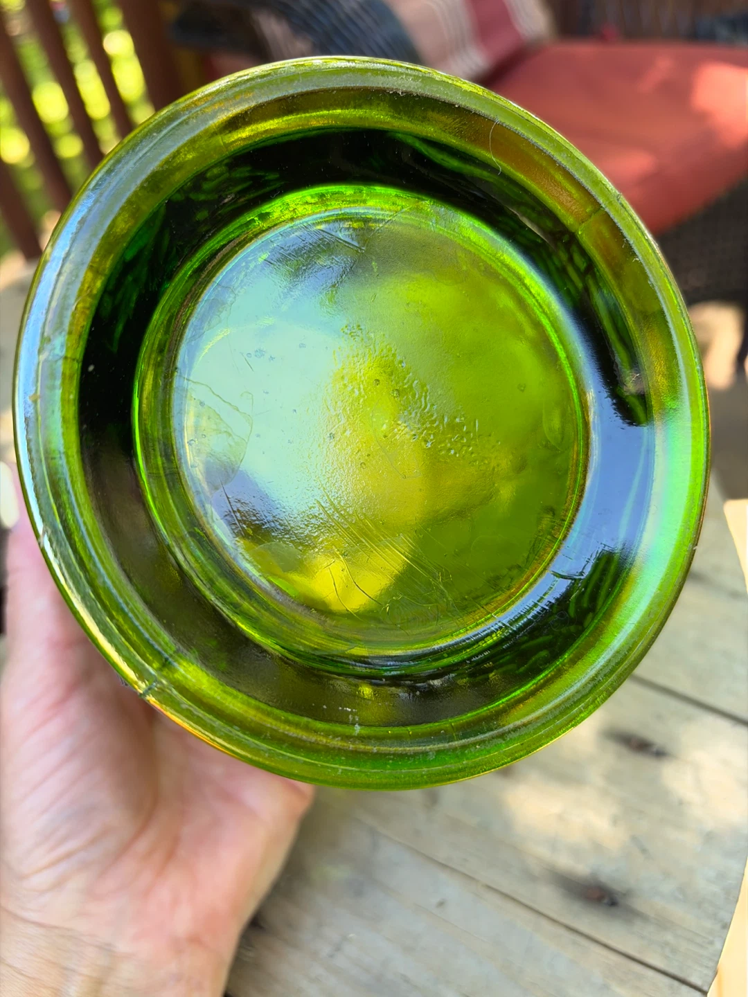 Vintage Green Carnival Glass Canister with Grapevine Design - photo 3